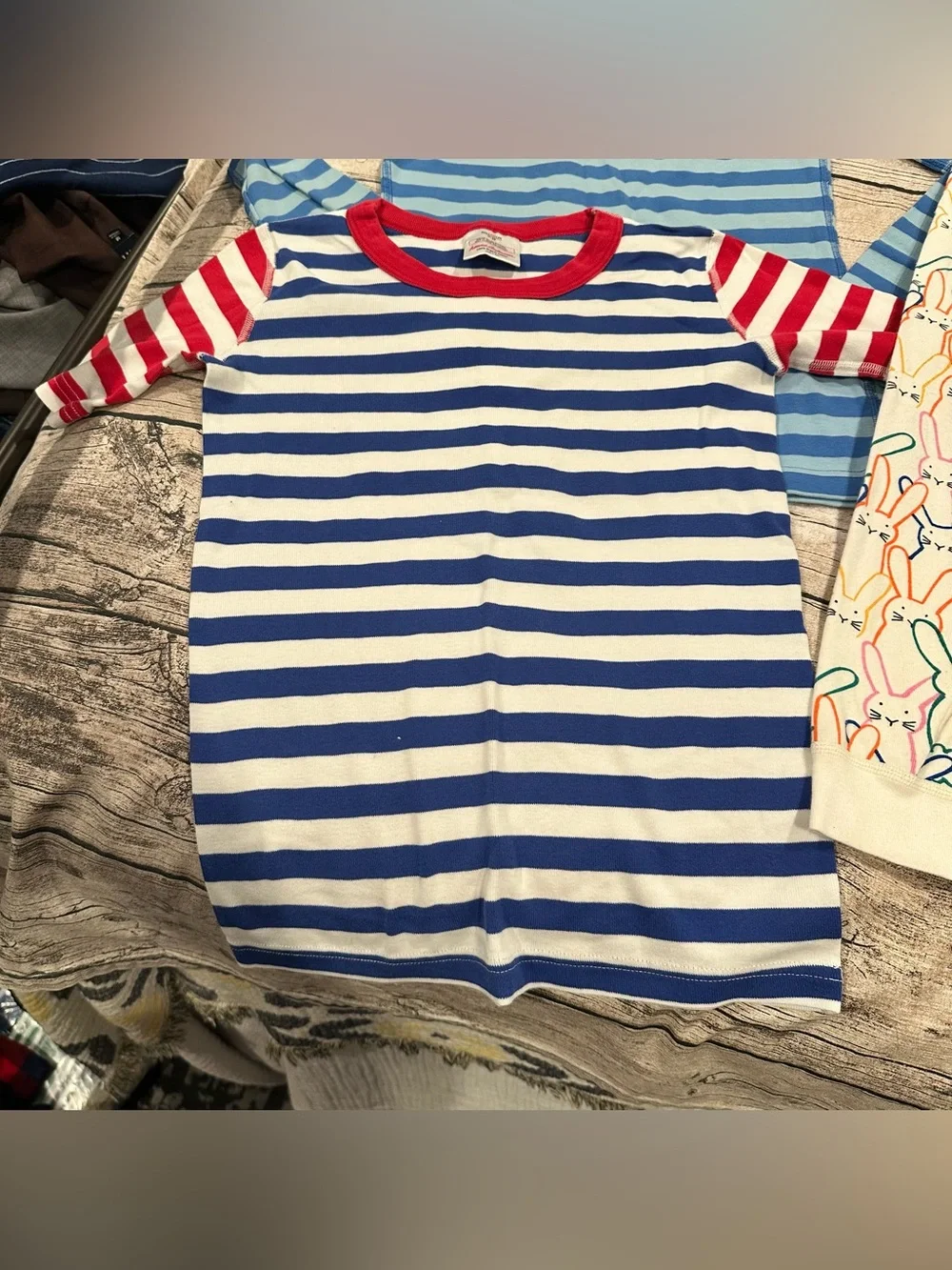 Hanna Andersson Kids Mixed Lot of 3 Striped and Bunny Print Pajamas Size 12